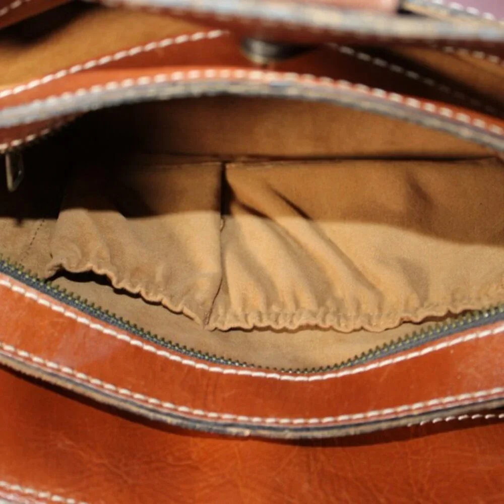 Patricia Nash Tooled Leather Satchel in Cognac Brown